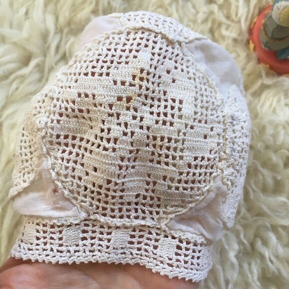 Antique Handmade Lace Christening Cap OS - Picture 9 of 11